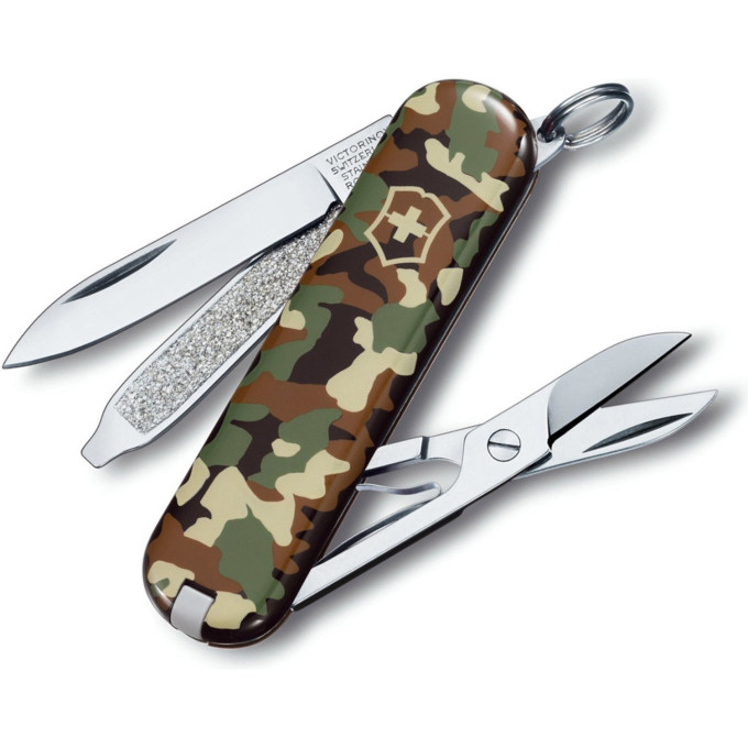 Нож-брелок Victorinox Classic SD 0.6223.94, зелёный камуфляж